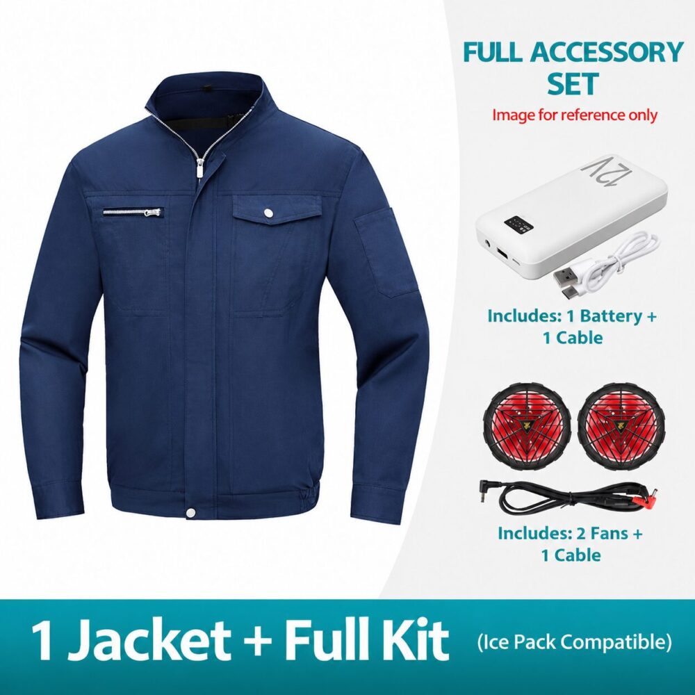 Men's Comfortable Cotton Cooling Fan Work Jacket, Summer Air Conditioned PPE for Electricians & Welders - Image 11