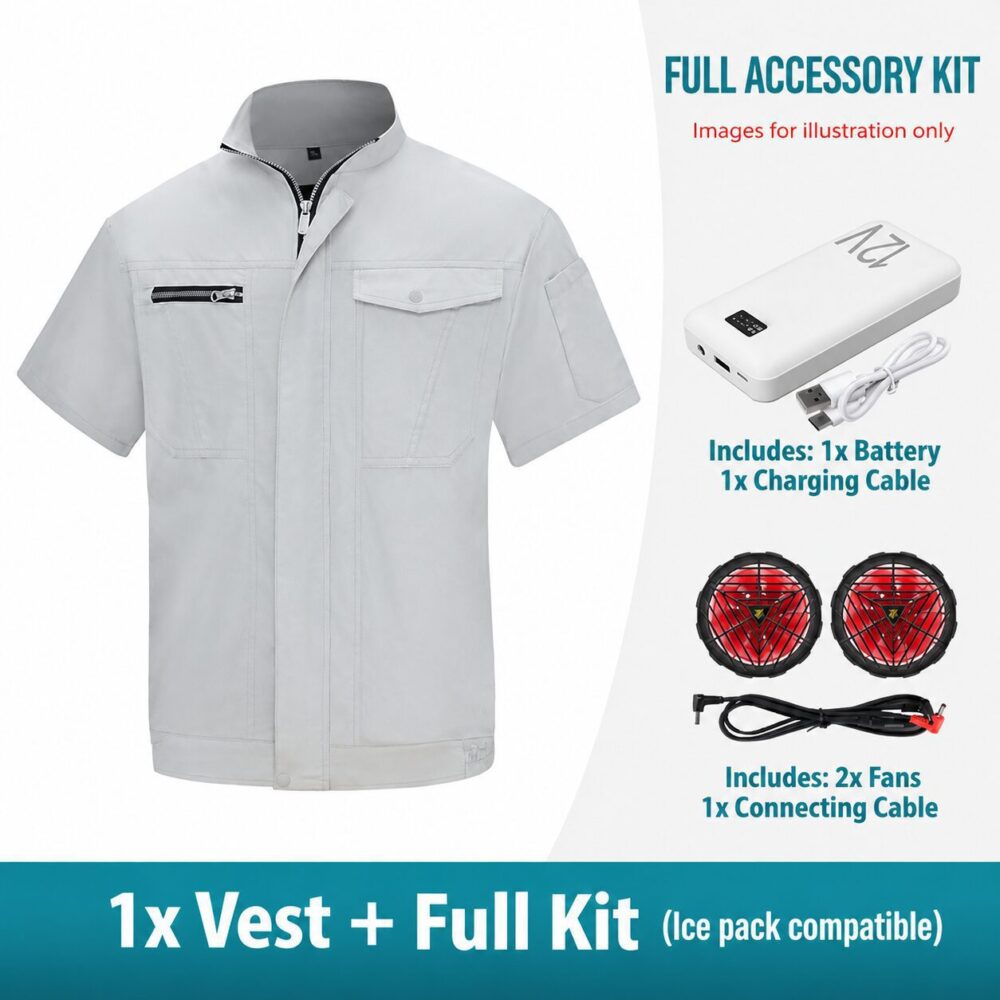 Men's Comfortable Cotton Cooling Fan Work Jacket, Summer Air Conditioned PPE for Electricians & Welders - Image 7