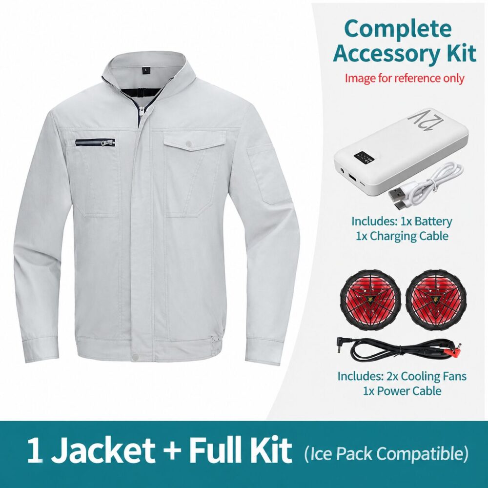Men's Comfortable Cotton Cooling Fan Work Jacket, Summer Air Conditioned PPE for Electricians & Welders - Image 9