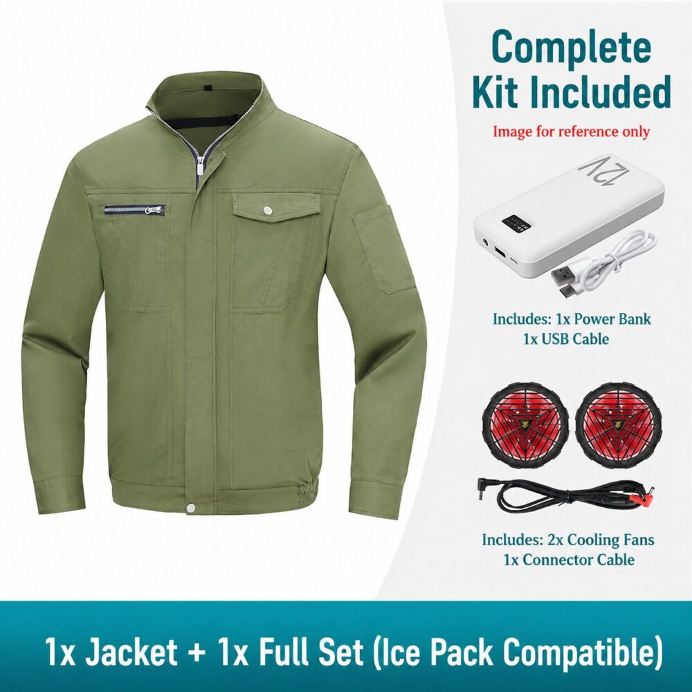 Men's Comfortable Cotton Cooling Fan Work Jacket, Summer Air Conditioned PPE for Electricians & Welders - Image 10