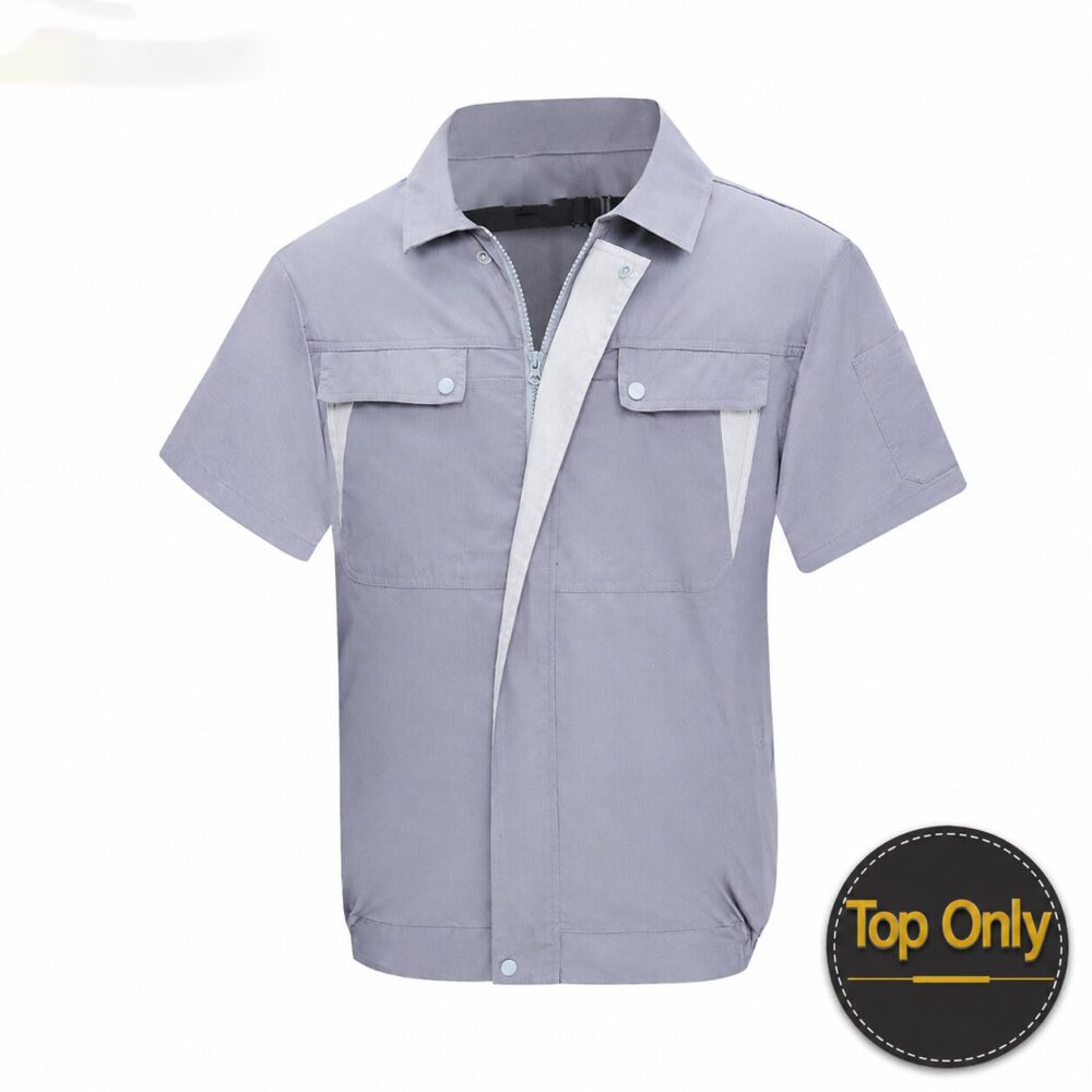 Men's Cotton Linen Air Conditioned Short Sleeve Cooling Fan Workwear for Construction & Workshop - Image 11