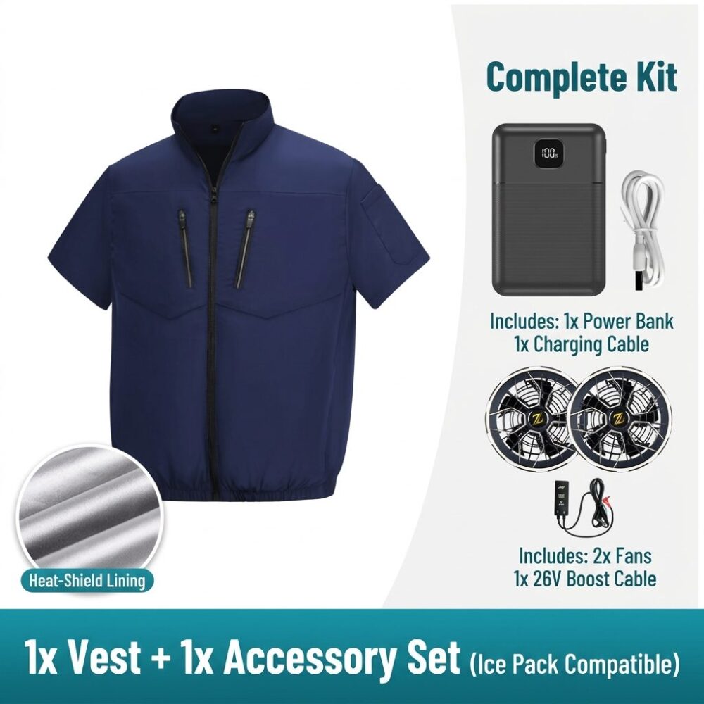 Men's Lightweight Cooling Fan Vest, Summer Air Conditioned Heat Relief Work Waistcoat - Image 5