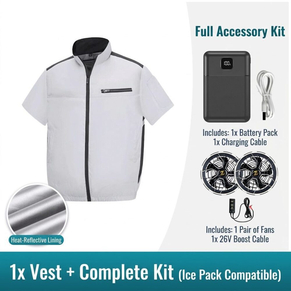 Men's Lightweight Cooling Fan Vest, Summer Air Conditioned Heat Relief Work Waistcoat - Image 6