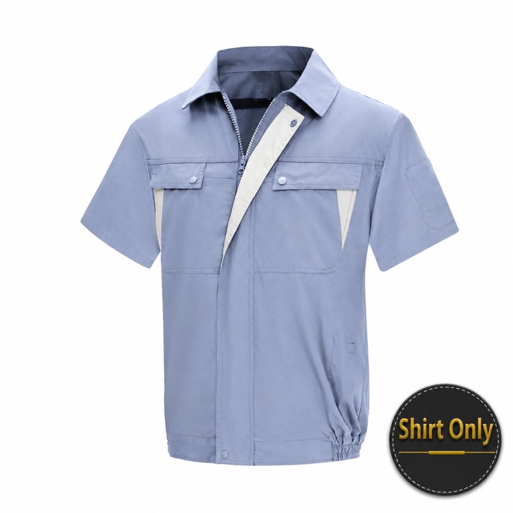 Men's Cotton Linen Air Conditioned Short Sleeve Cooling Fan Workwear for Construction & Workshop - Image 10