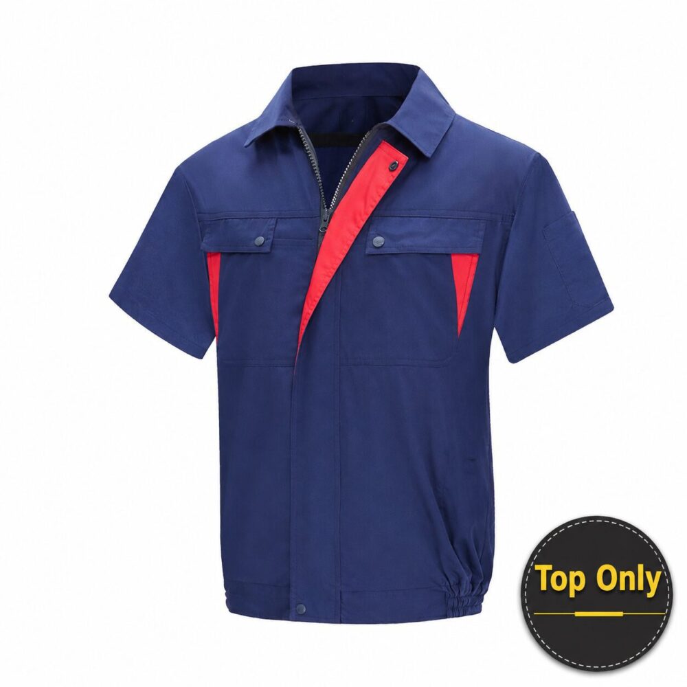 Men's Cotton Linen Air Conditioned Short Sleeve Cooling Fan Workwear for Construction & Workshop - Image 12