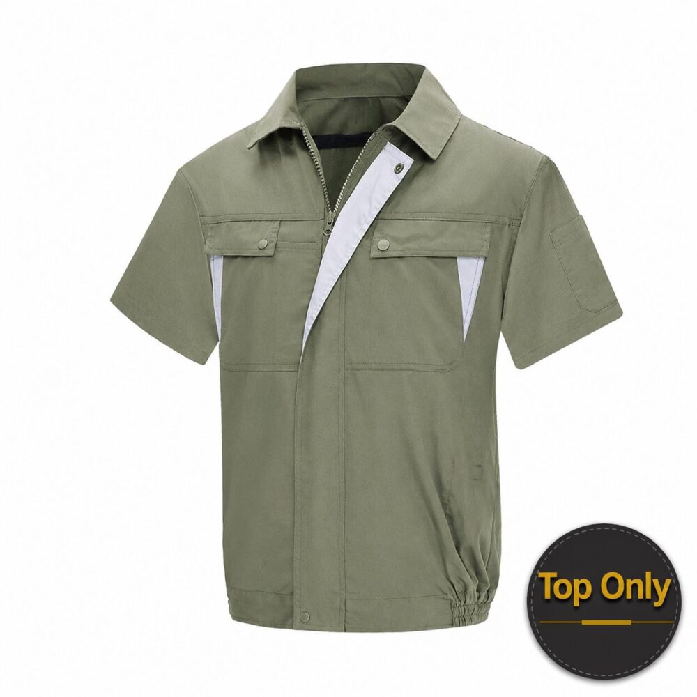 Men's Cotton Linen Air Conditioned Short Sleeve Cooling Fan Workwear for Construction & Workshop - Image 8