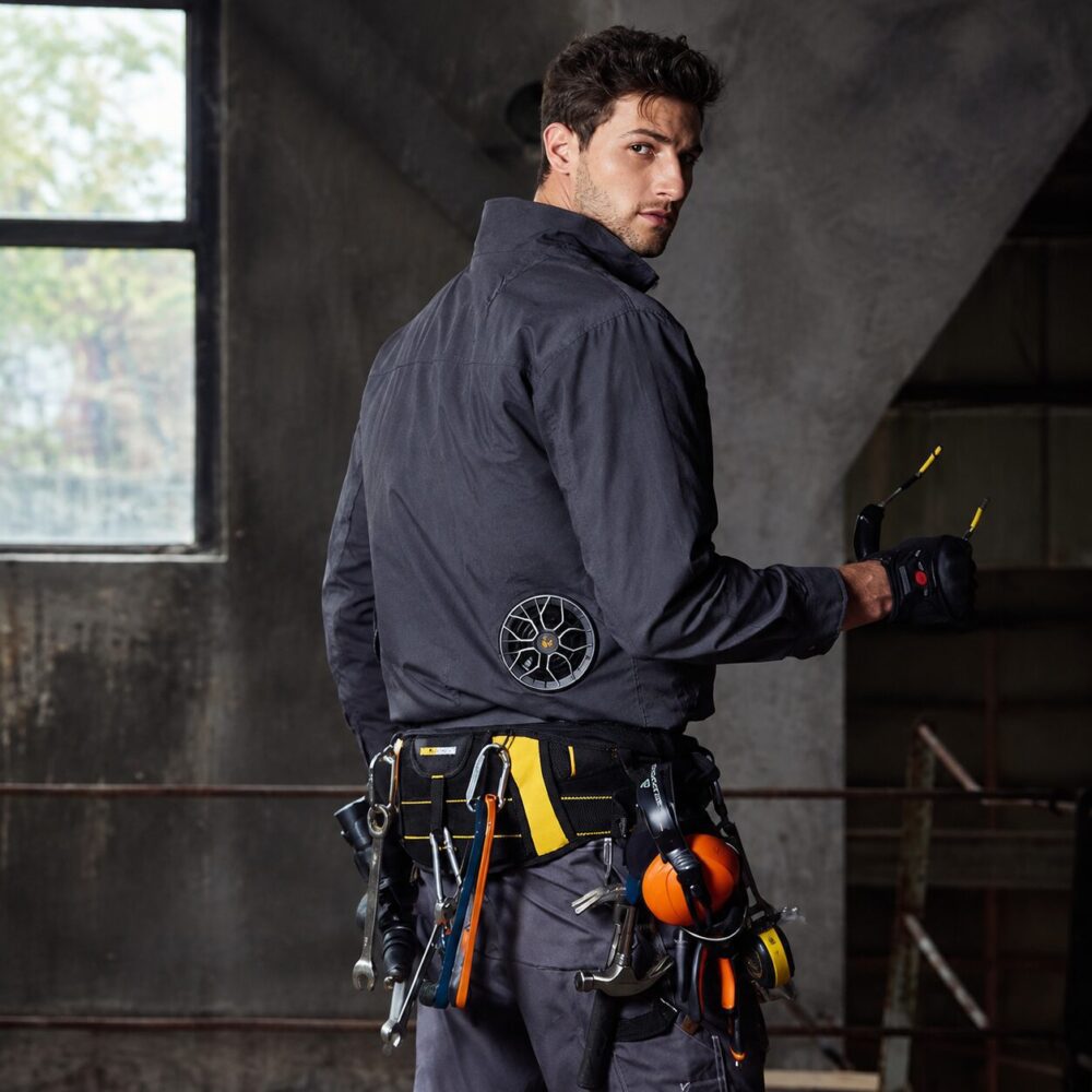 Men's Comfortable Cotton Cooling Fan Work Jacket, Summer Air Conditioned PPE for Electricians & Welders - Image 3