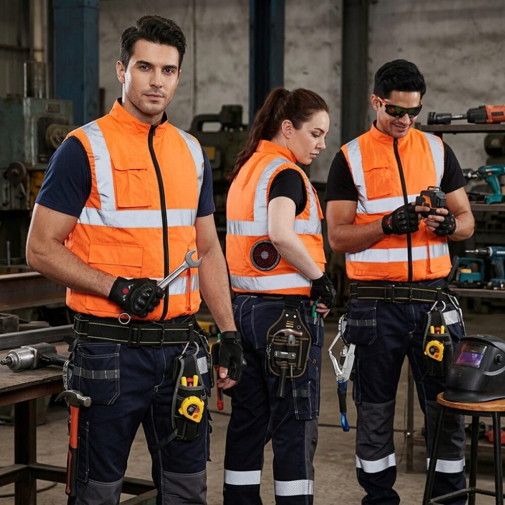 Reflective Cooling Fan Air Conditioned Vest 12V 26V with 16000mAh Battery for Security & Sanitation - Image 2