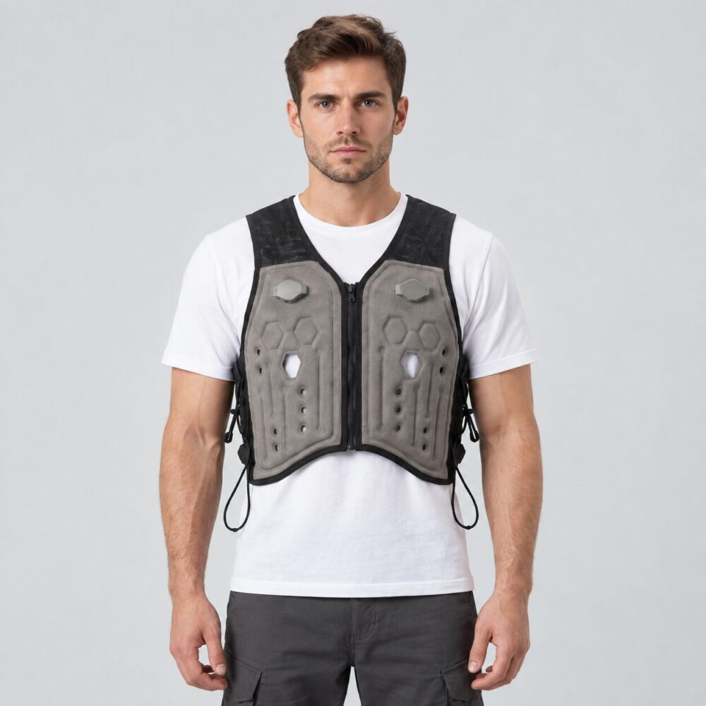 Peltier Grey Evaporative Cooling Vest | Composite Fabric Ice Water Cooling Work Vest for Outdoor & Factory - Image 2