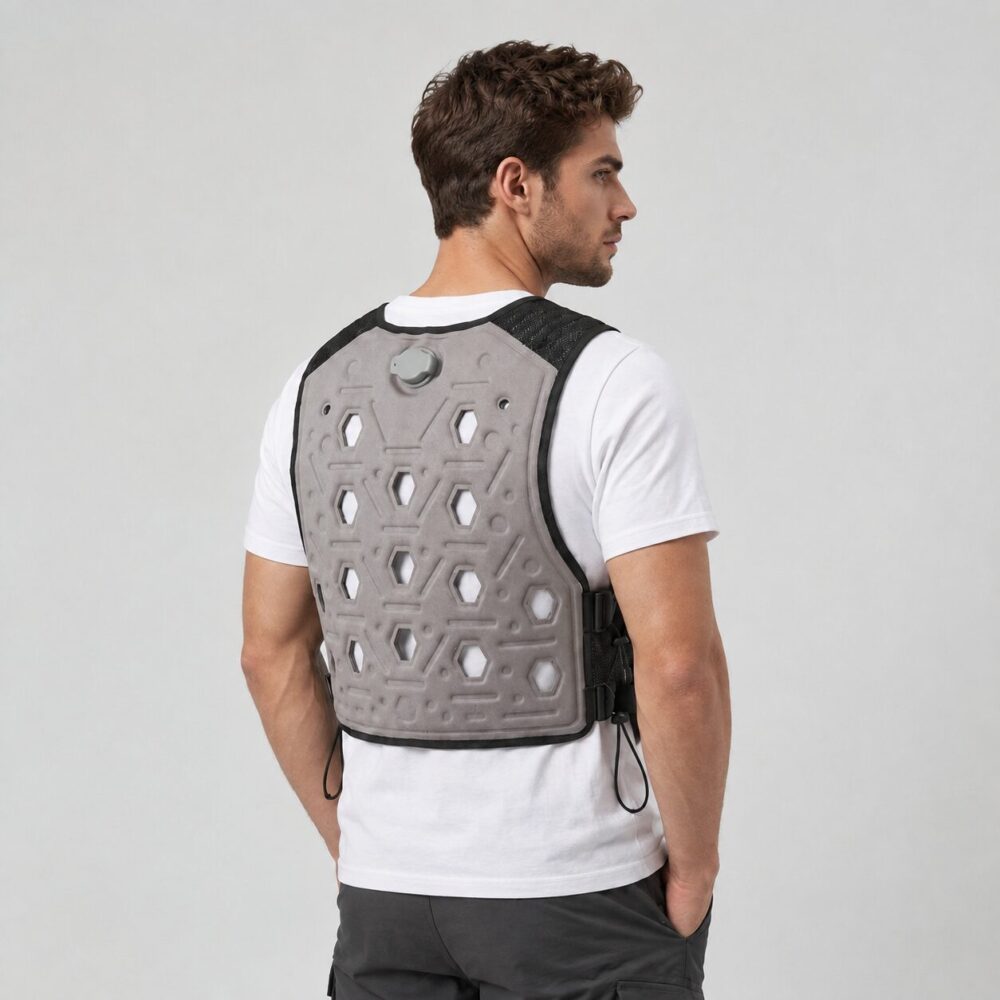 Peltier Grey Evaporative Cooling Vest | Composite Fabric Ice Water Cooling Work Vest for Outdoor & Factory - Image 3