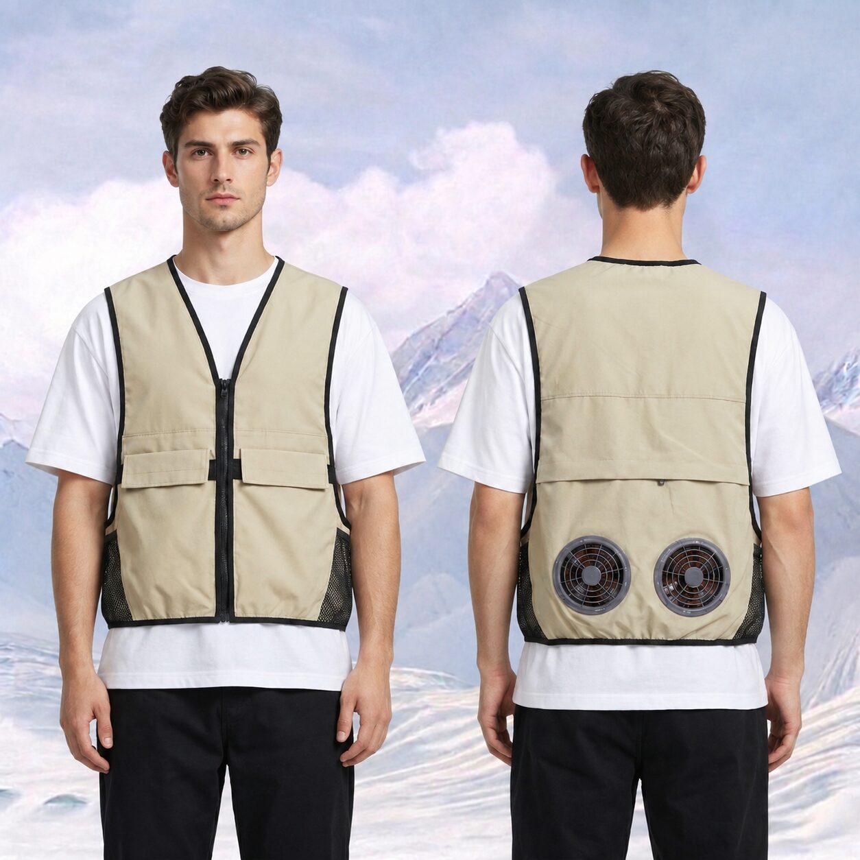 chatgen-1789361372804 Semiconductor & Integrated Fan Cooling Vest, Unisex Cardigan Cooling Waistcoat for Multiple Outdoor Activities - Image 1