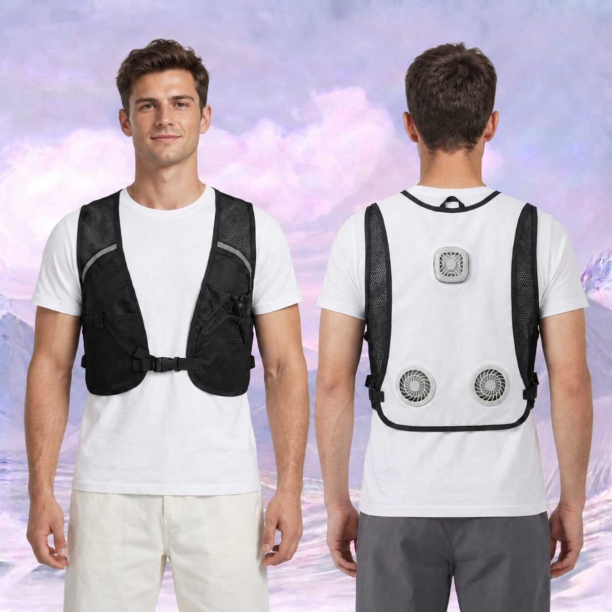 chatgen-1789361926331 Semiconductor & Integrated Fan Cooling Vest, Unisex Cardigan Cooling Waistcoat for Multiple Outdoor Activities - Image 1