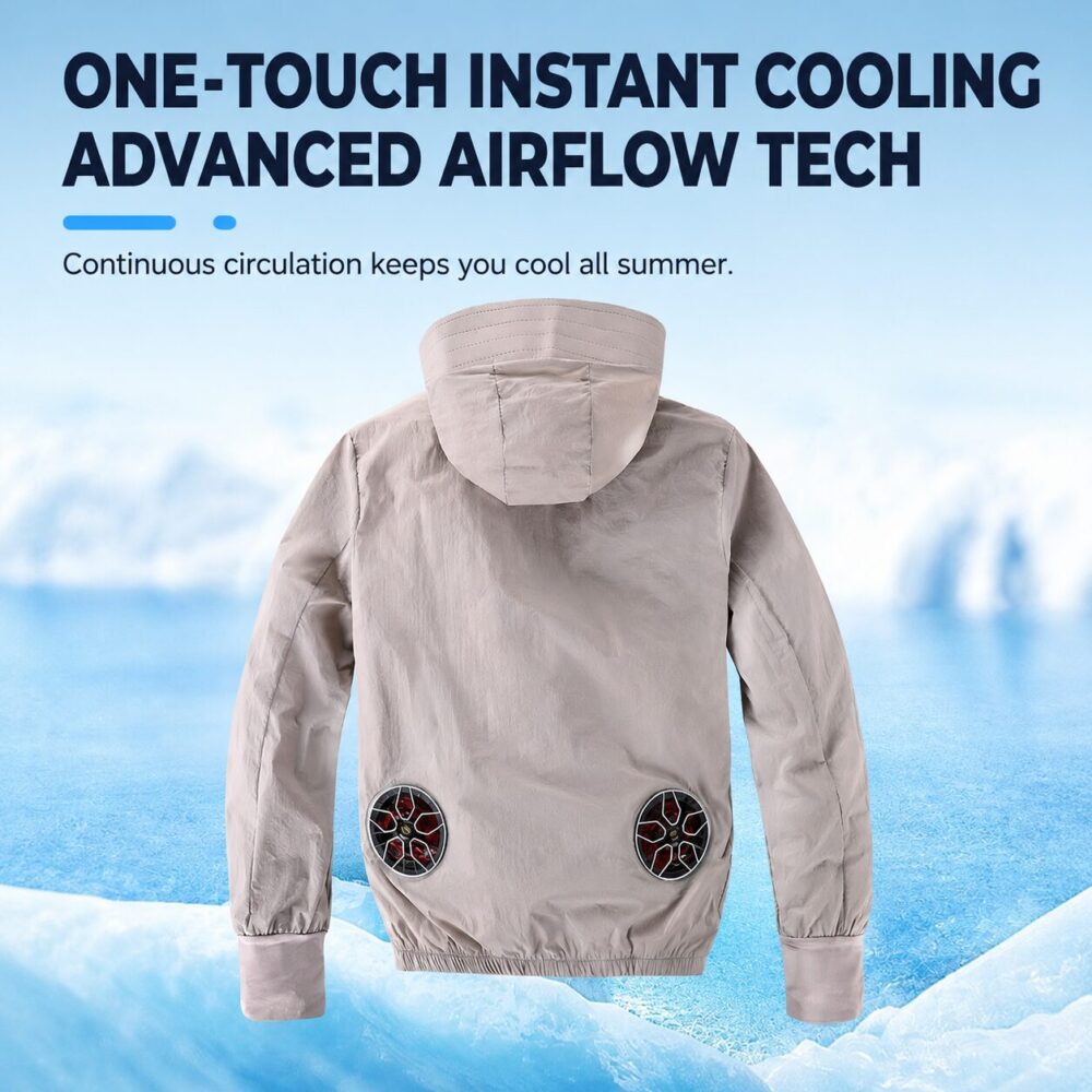 Men's Hooded Long Sleeve Cooling Fan Shirt, Summer Air Conditioned Work Clothes - Image 4