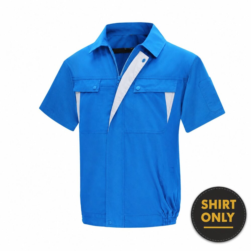 Men's Cotton Linen Air Conditioned Short Sleeve Cooling Fan Workwear for Construction & Workshop - Image 9