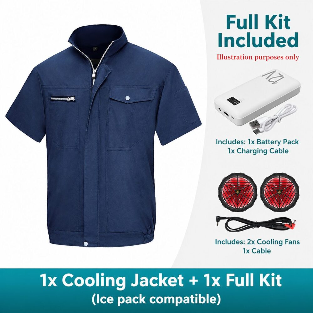 Men's Comfortable Cotton Cooling Fan Work Jacket, Summer Air Conditioned PPE for Electricians & Welders - Image 8