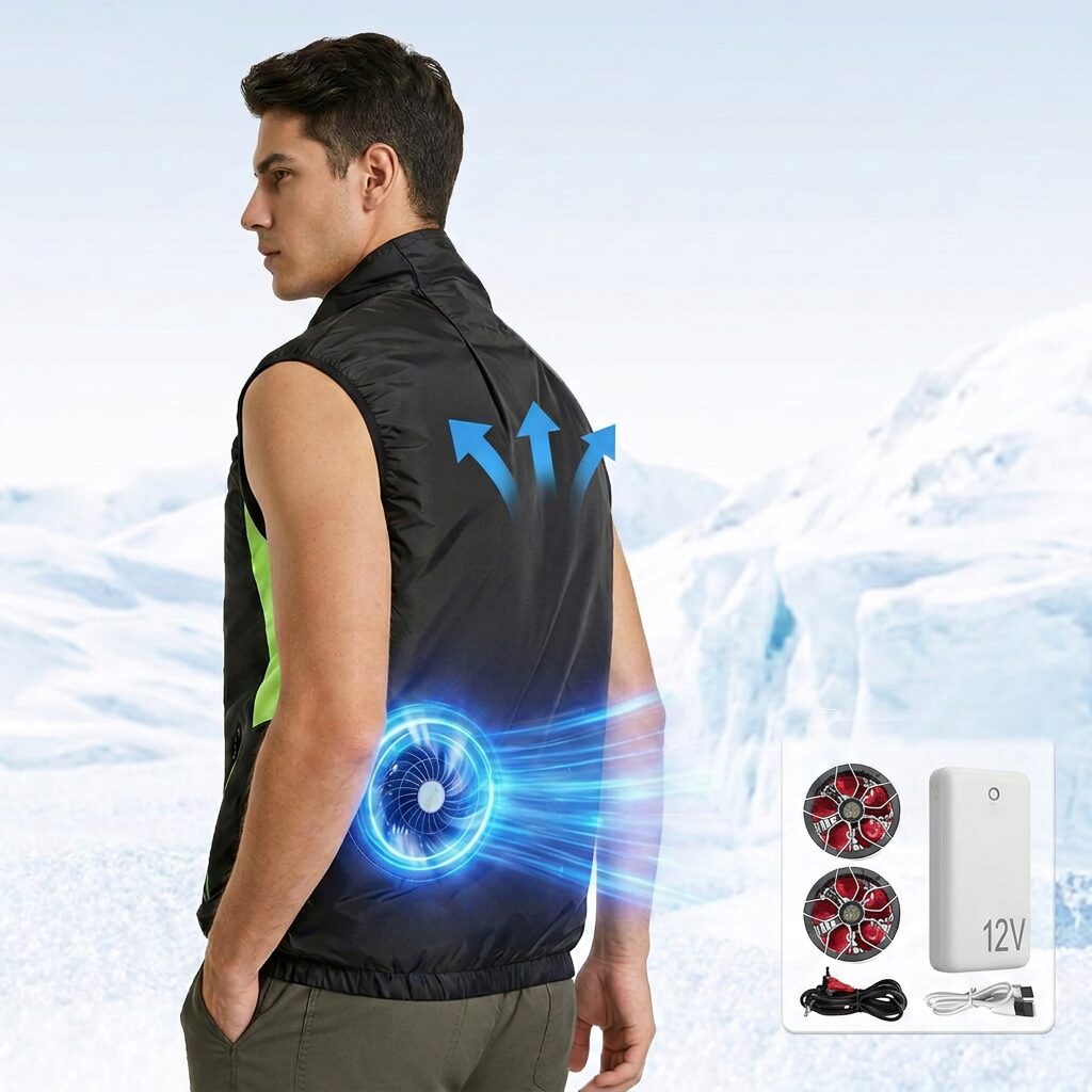 proxy-12 Sleeveless Cooling Fan Vest, Air Conditioned Summer Cool Vest for Outdoor Fishing & Work - Image 1