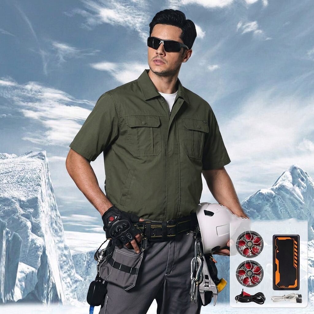 proxy-18 12V Boost Cable Air Conditioned Vest for Men, Summer Cooling Fan Workwear, Single Top - Image 1