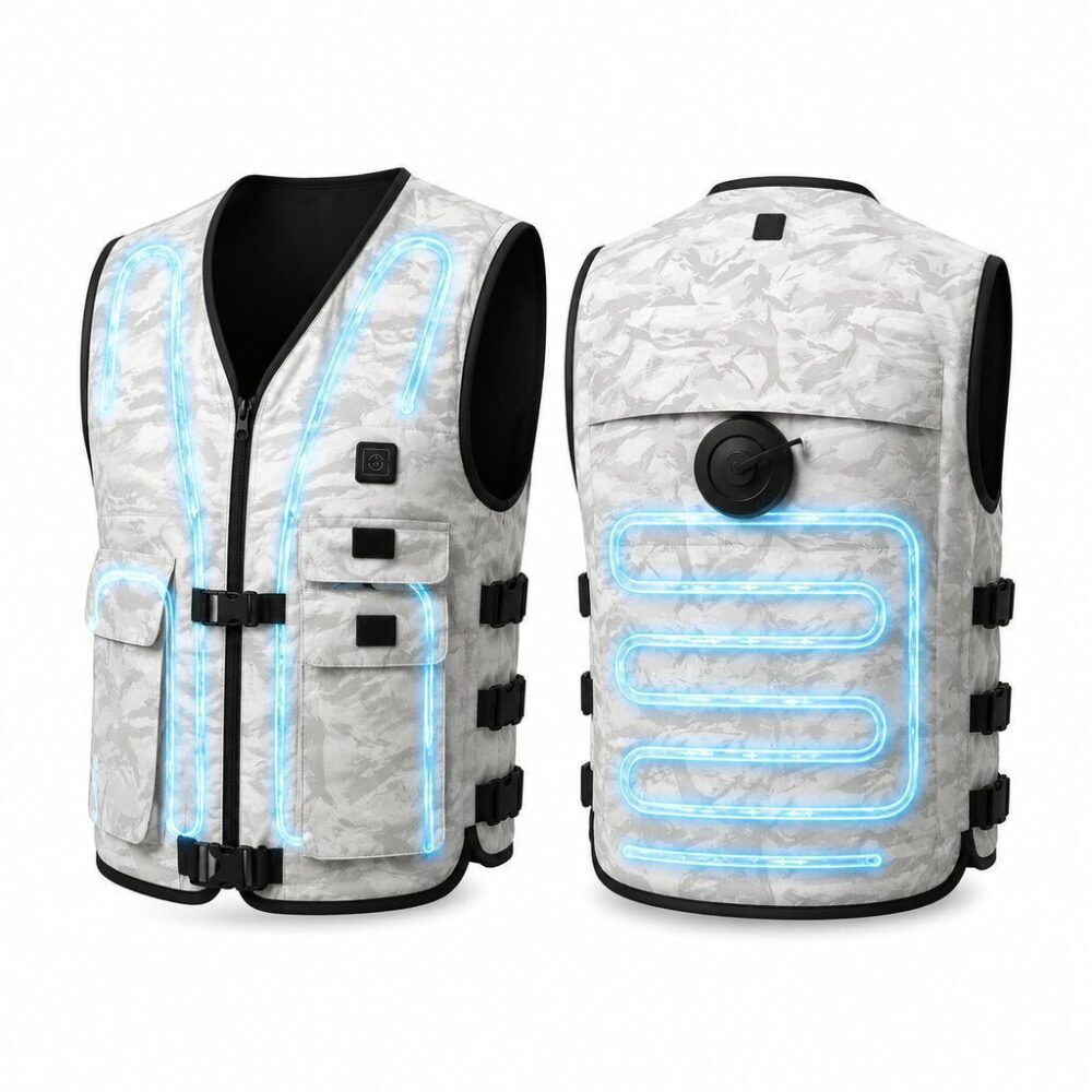 Split Water Circulation Cooling Vest, Camouflage Heat Relief Waistcoat for Outdoor Work & Fishing - Image 4