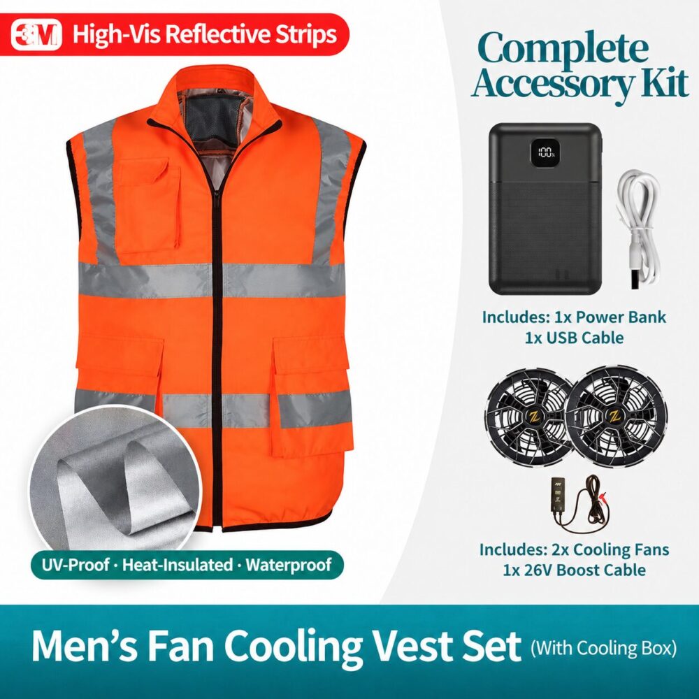 Reflective Cooling Fan Air Conditioned Vest 12V 26V with 16000mAh Battery for Security & Sanitation - Image 7