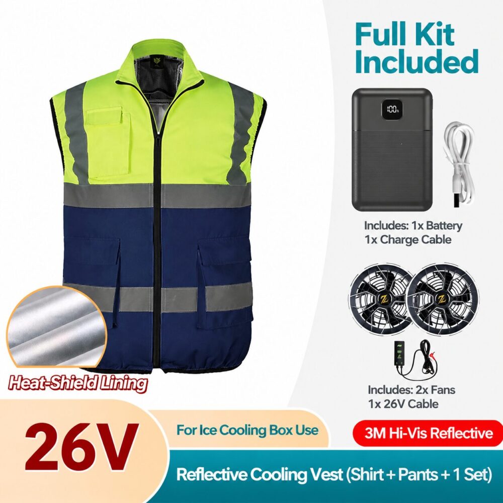 Reflective Cooling Fan Air Conditioned Vest 12V 26V with 16000mAh Battery for Security & Sanitation - Image 6
