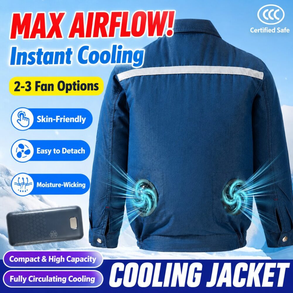 Men's Denim Cooling Fan Work Jacket, Flame & Heat Resistant Welding Safety Workwear with Reflective Strips - Image 7