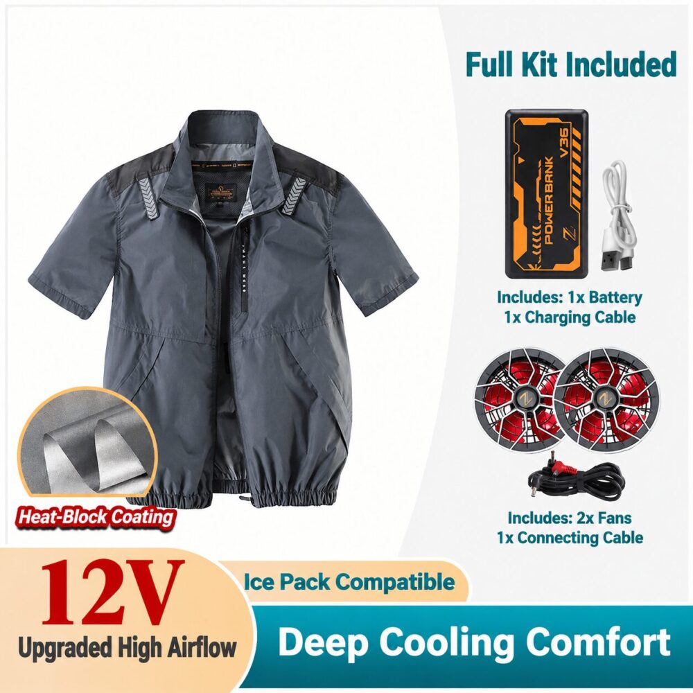Men's Summer Cooling Fan Jacket, Rechargeable Air Conditioned Clothes for Outdoor Fishing & Workwear - Image 20