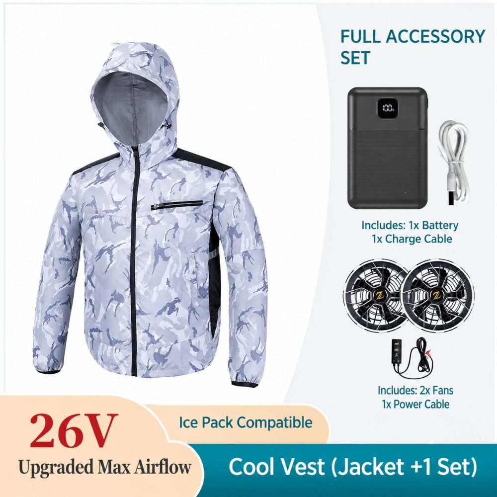Summer Cooling Fan Jacket Detachable Long Short Sleeves Fashion Air Conditioned Clothes for Fishing Outdoor Work - Image 6