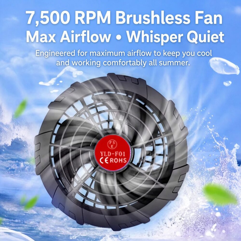 36V Lithium Battery & Brushless Fan Kit for Cooling Work Clothes, 4 Speed Adjustable Low Noise Cooling Garment Accessories - Image 7