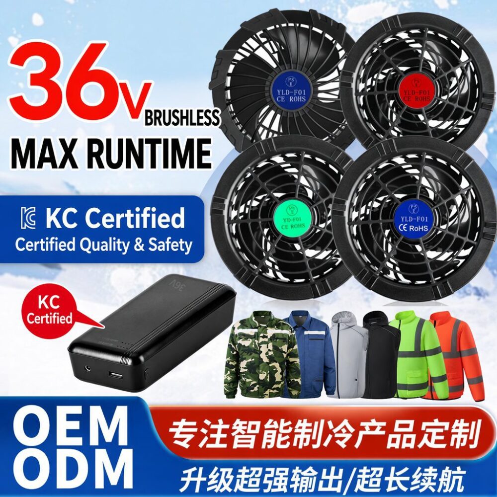 36V Lithium Battery & Brushless Fan Kit for Cooling Work Clothes, 4 Speed Adjustable Low Noise Cooling Garment Accessories - Image 5