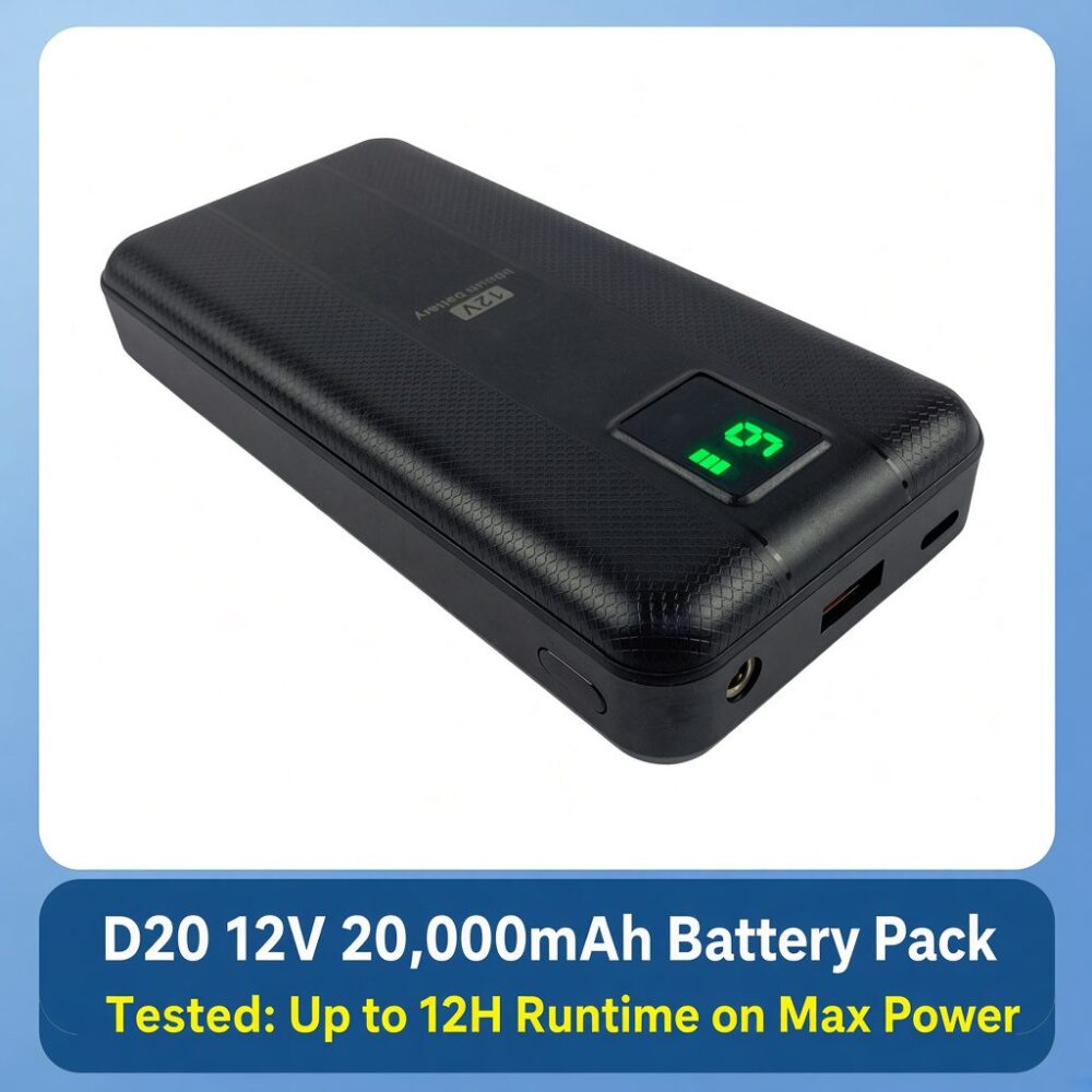 D20-12V 20000mAh Battery & Fan Kit for Men's Cooling Work Clothes, Portable Power Bank Function - Image 4