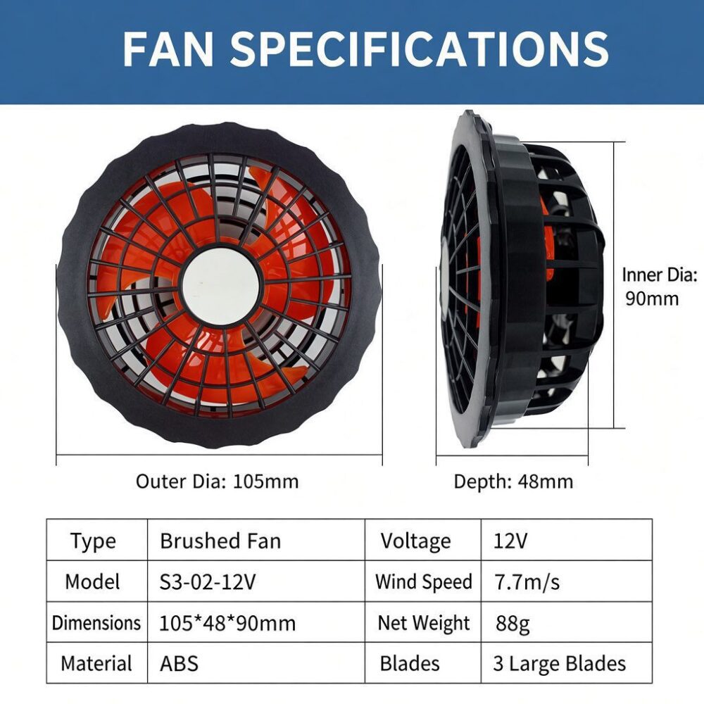 D20-12V 20000mAh Battery & Fan Kit for Men's Cooling Work Clothes, Portable Power Bank Function - Image 9