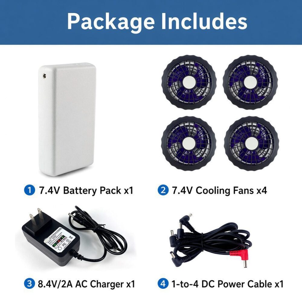 P20 Cooling Workwear Battery Pack | 7.4V 20000mAh 1-to-4 Output 16H Runtime - Image 10