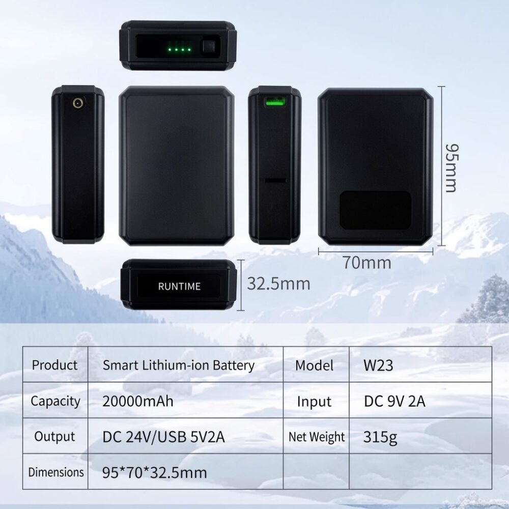 W23-24V Cooling Workwear Battery Set | 20000mAh Battery & S13-05-24V Brushless Fan - Image 4