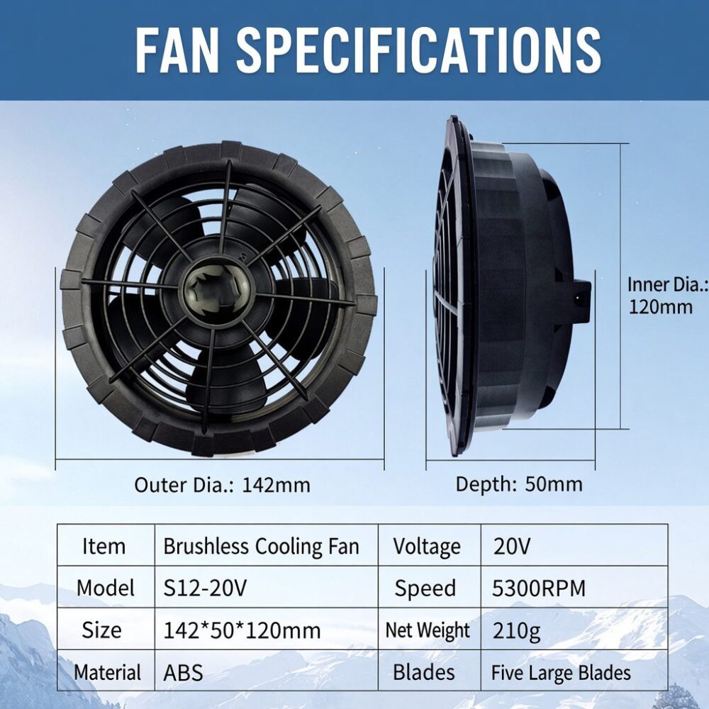 TK20-20V 20000mAh Battery Kit with S10-02-20V Brushless Fan for Cooling Work Clothes - Image 2