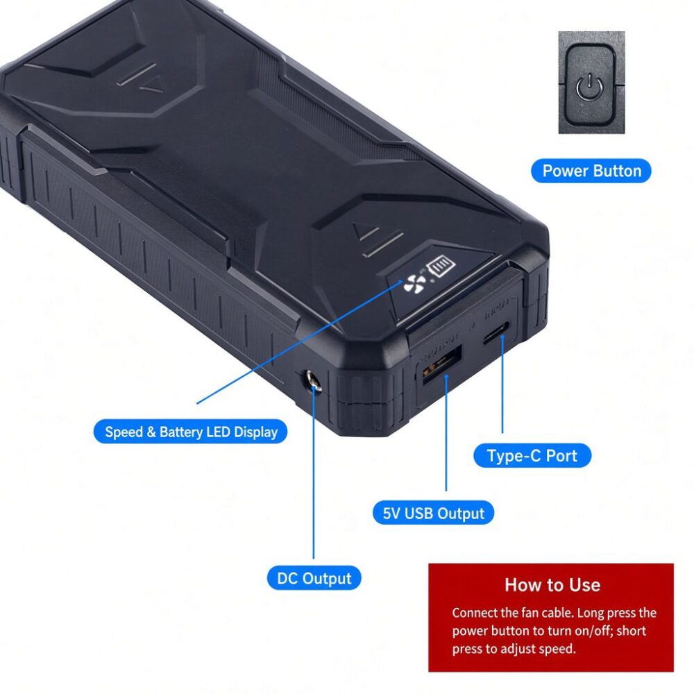 30V 24000mAh Lithium Battery Kit | Powerful Brushless Fan for Cooling Work Garments - Image 3