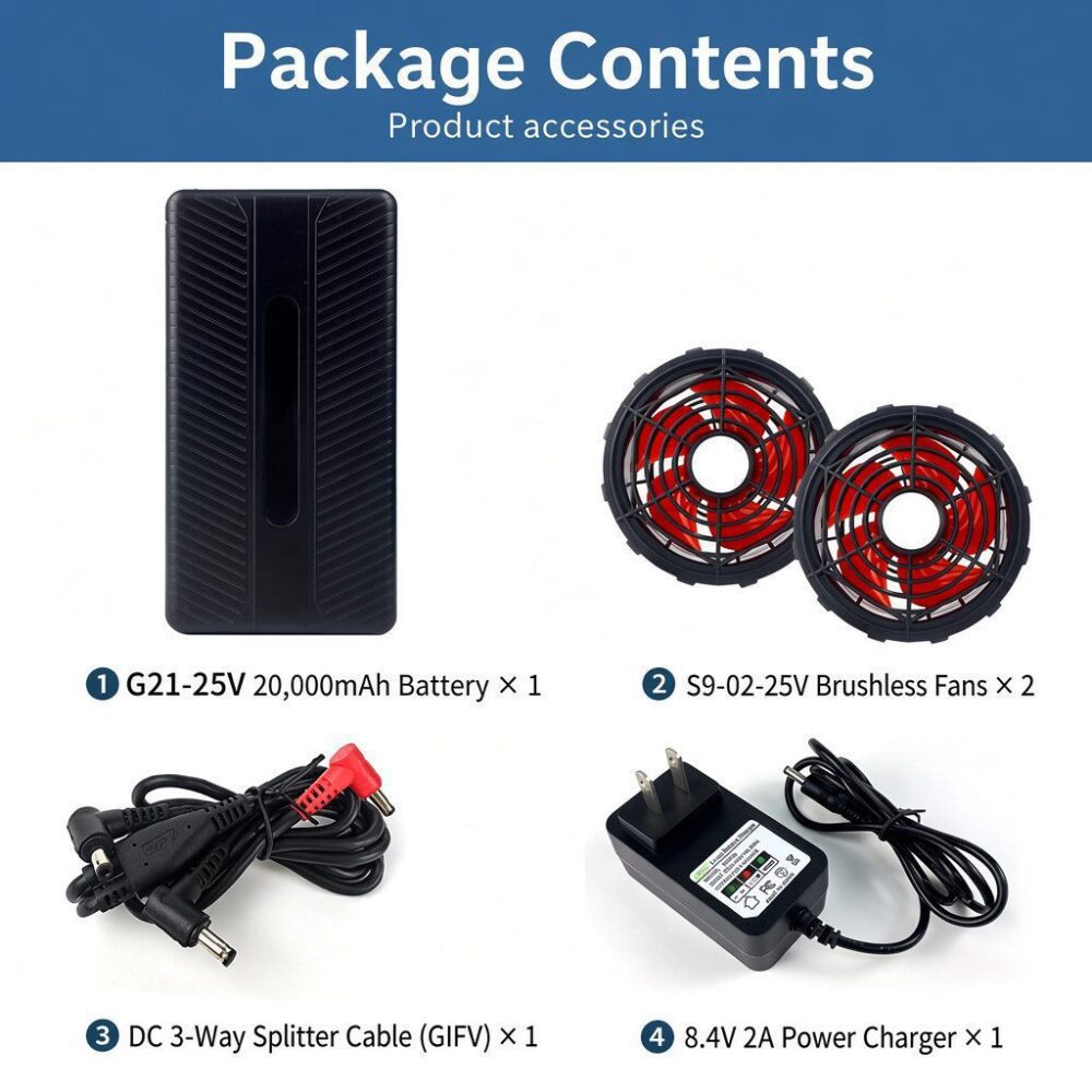 G21 25V 20000mAh Cooling Vest Battery | S9-02-25V Brushless Fan Kit - Image 5