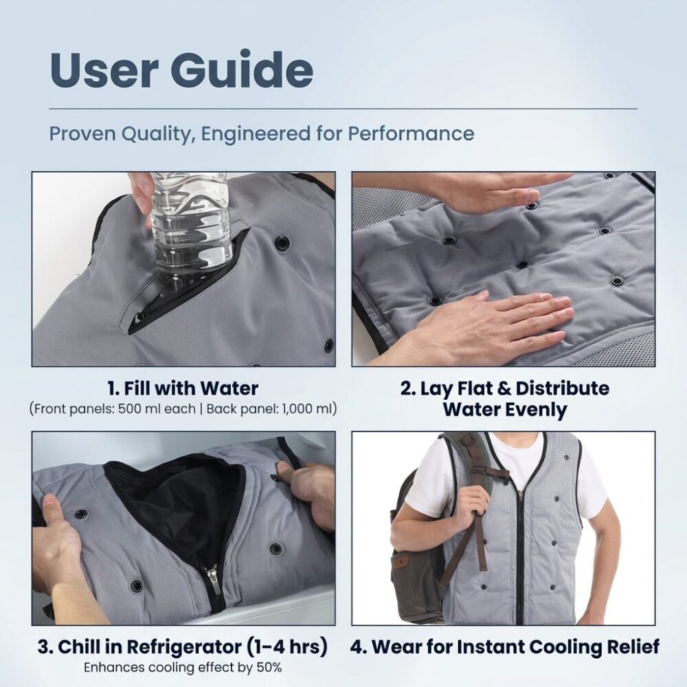 Water Evaporative Physical Cooling Vest, Lightweight Cool Sensation Summer Sports & Commute Air Condition Vest - Image 13