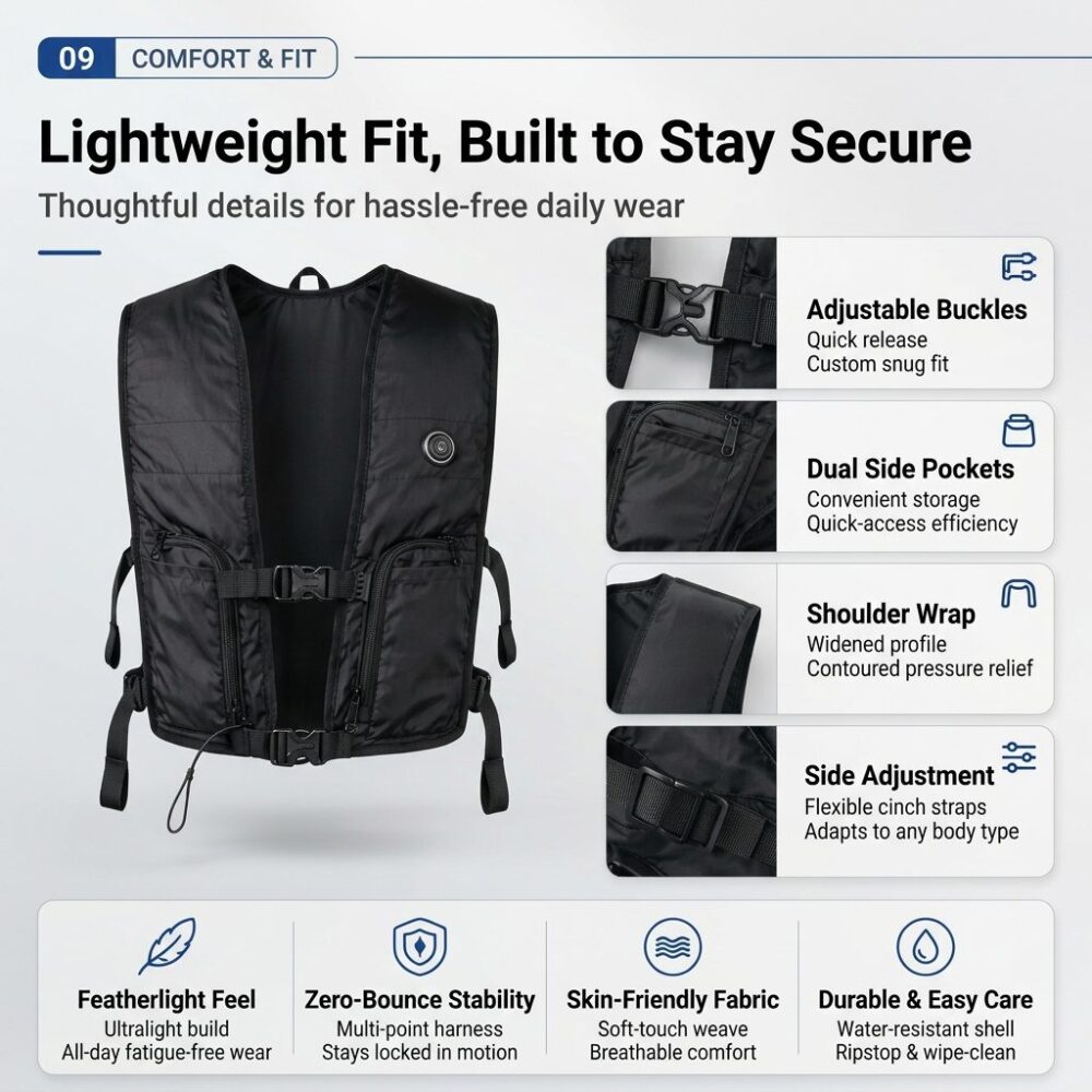 M7 Water Cooling Vest | Composite Fabric 1.2kg Physical Heat Relief Work Vest with Ice Packs - Image 6