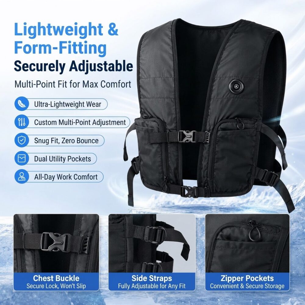 M7 Water Cooling Vest | Composite Fabric 1.2kg Physical Heat Relief Work Vest with Ice Packs - Image 5