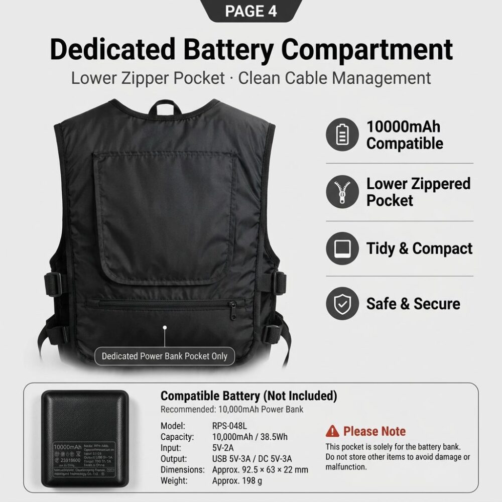M7 Water Cooling Vest | Composite Fabric 1.2kg Physical Heat Relief Work Vest with Ice Packs - Image 11