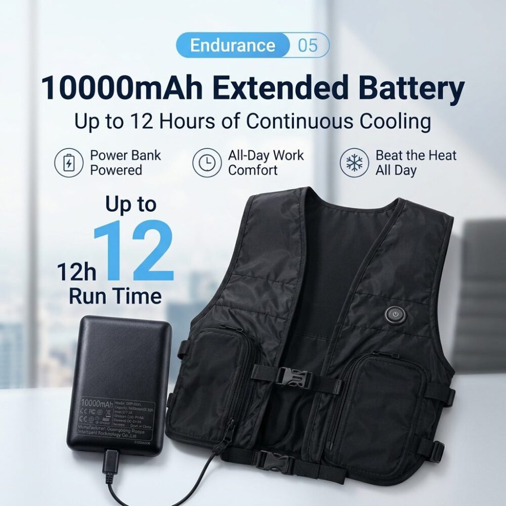 M7 Water Cooling Vest | Composite Fabric 1.2kg Physical Heat Relief Work Vest with Ice Packs - Image 10