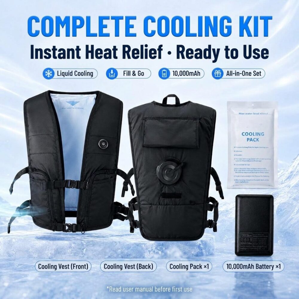 M7 Water Cooling Vest | Composite Fabric 1.2kg Physical Heat Relief Work Vest with Ice Packs - Image 9