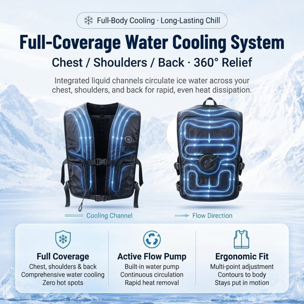 M7 Water Cooling Vest | Composite Fabric 1.2kg Physical Heat Relief Work Vest with Ice Packs - Image 8