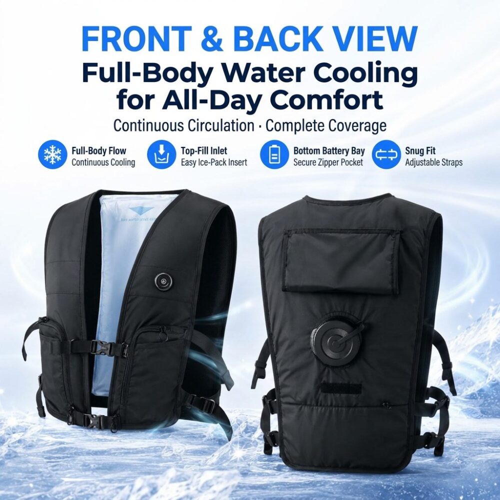 M7 Water Cooling Vest | Composite Fabric 1.2kg Physical Heat Relief Work Vest with Ice Packs - Image 12