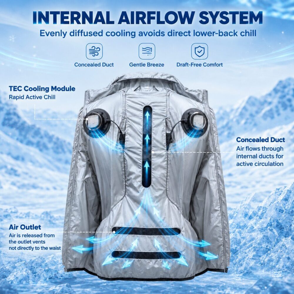 Peltier Semiconductor Long Sleeve Air Conditioning Cooling Garment, Convertible Long Sleeve & Vest for High Temperature Operation - Image 4