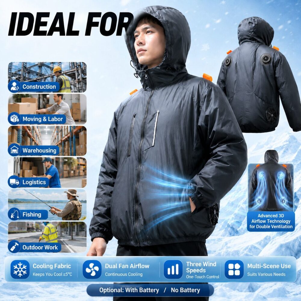 Peltier Semiconductor Long Sleeve Air Conditioning Cooling Garment, Convertible Long Sleeve & Vest for High Temperature Operation - Image 3