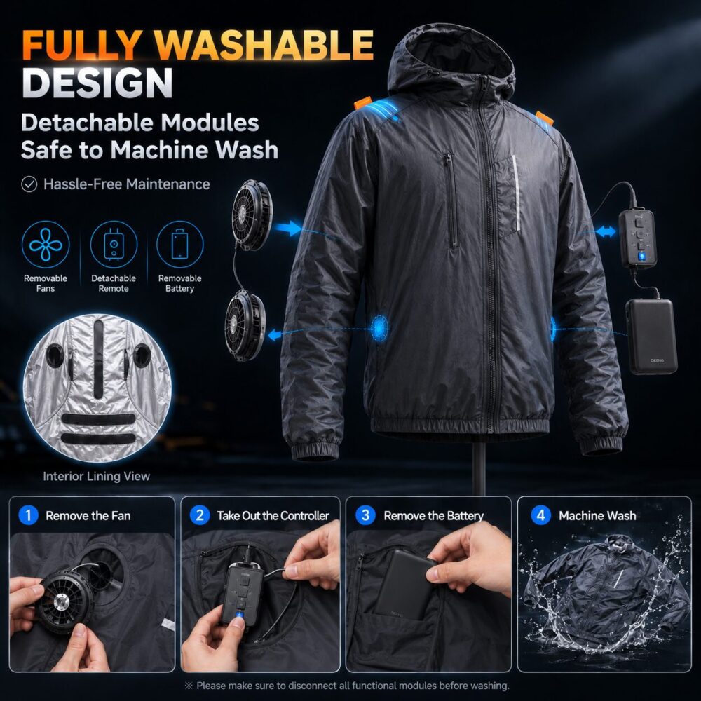 Peltier Semiconductor Long Sleeve Air Conditioning Cooling Garment, Convertible Long Sleeve & Vest for High Temperature Operation - Image 8