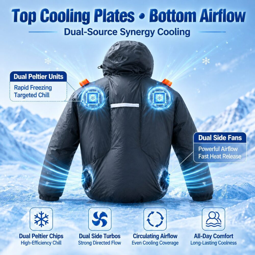 Peltier Semiconductor Long Sleeve Air Conditioning Cooling Garment, Convertible Long Sleeve & Vest for High Temperature Operation - Image 5