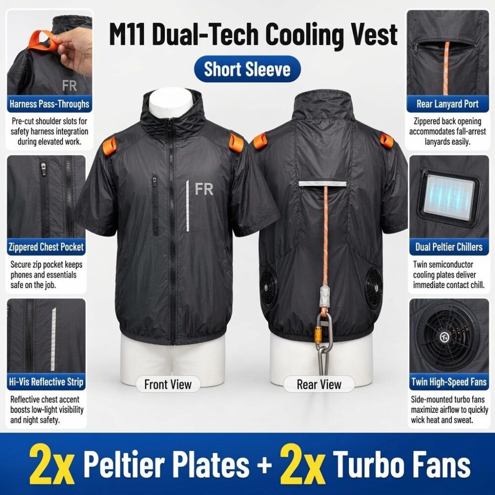Short Sleeve Semiconductor Cooling Vest, TEC Refrigeration Summer Heat Relief Cooling Garment - Image 4