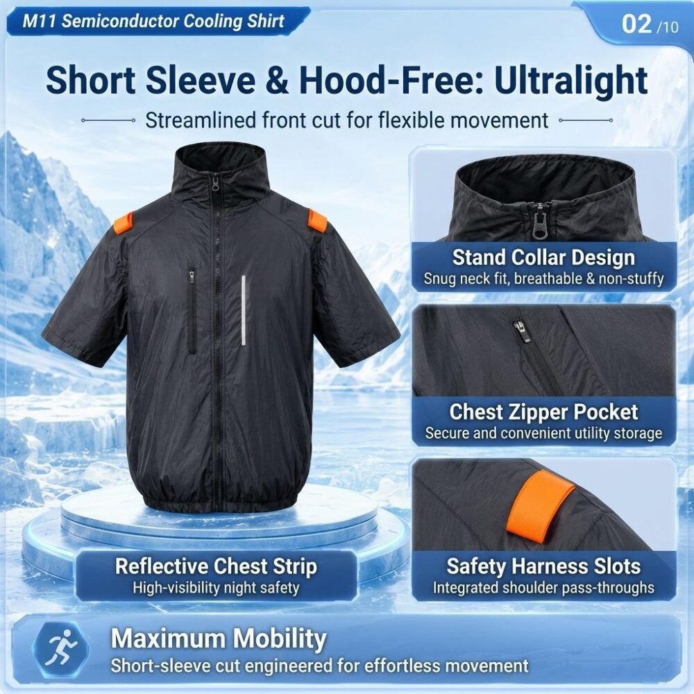 Short Sleeve Semiconductor Cooling Vest, TEC Refrigeration Summer Heat Relief Cooling Garment - Image 13